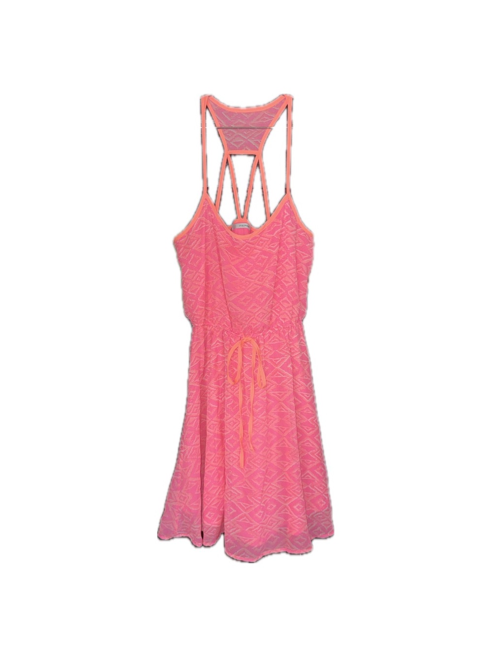 Maurices Neon Pink Geometric Strappy Cage Back Dress S